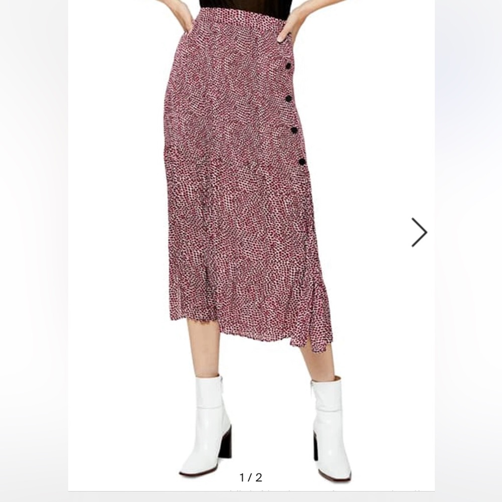 Topshop pink animal print maxi skirt